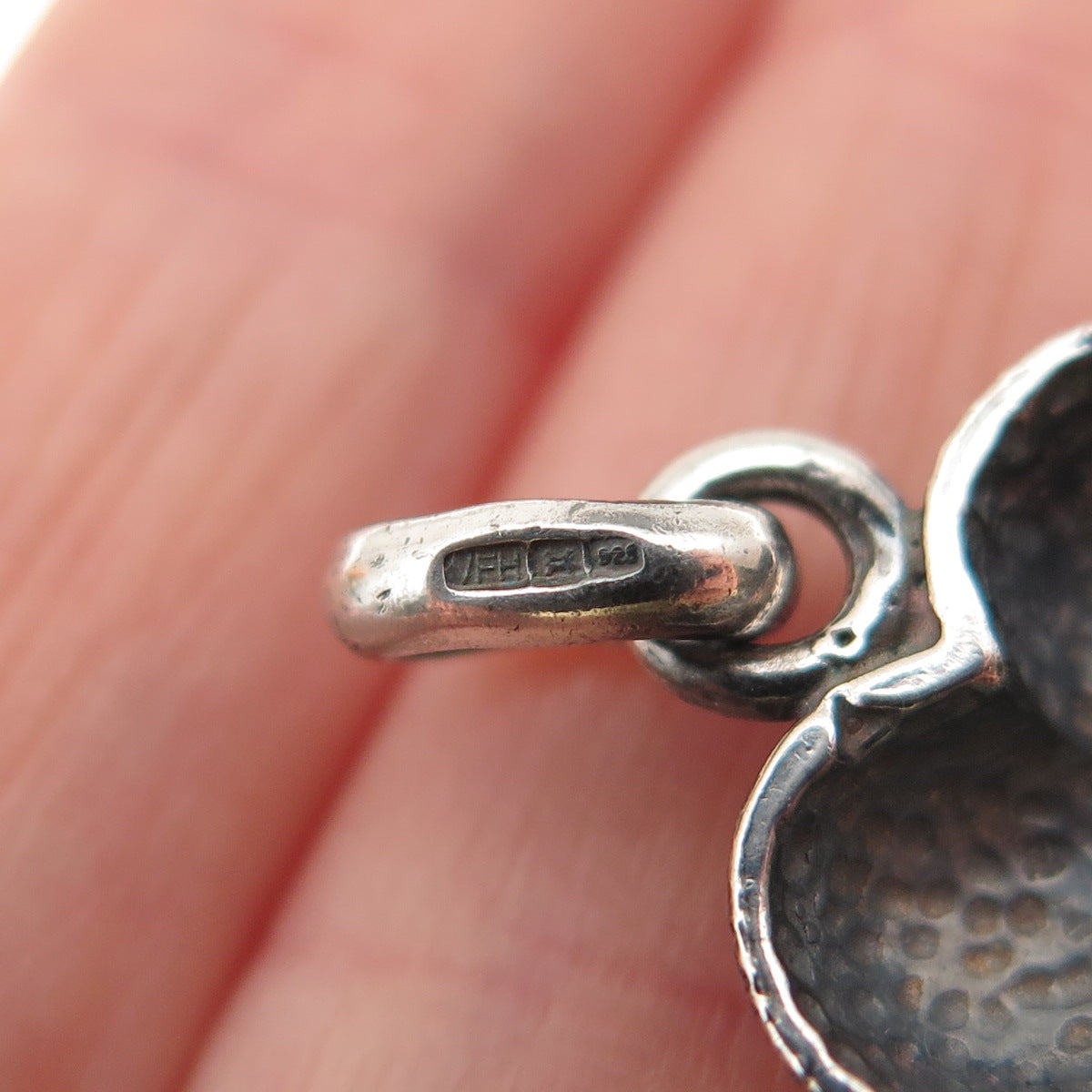 925 Sterling Silver Vintage VFH London Purple C Z Heart Mini Charm Pendant