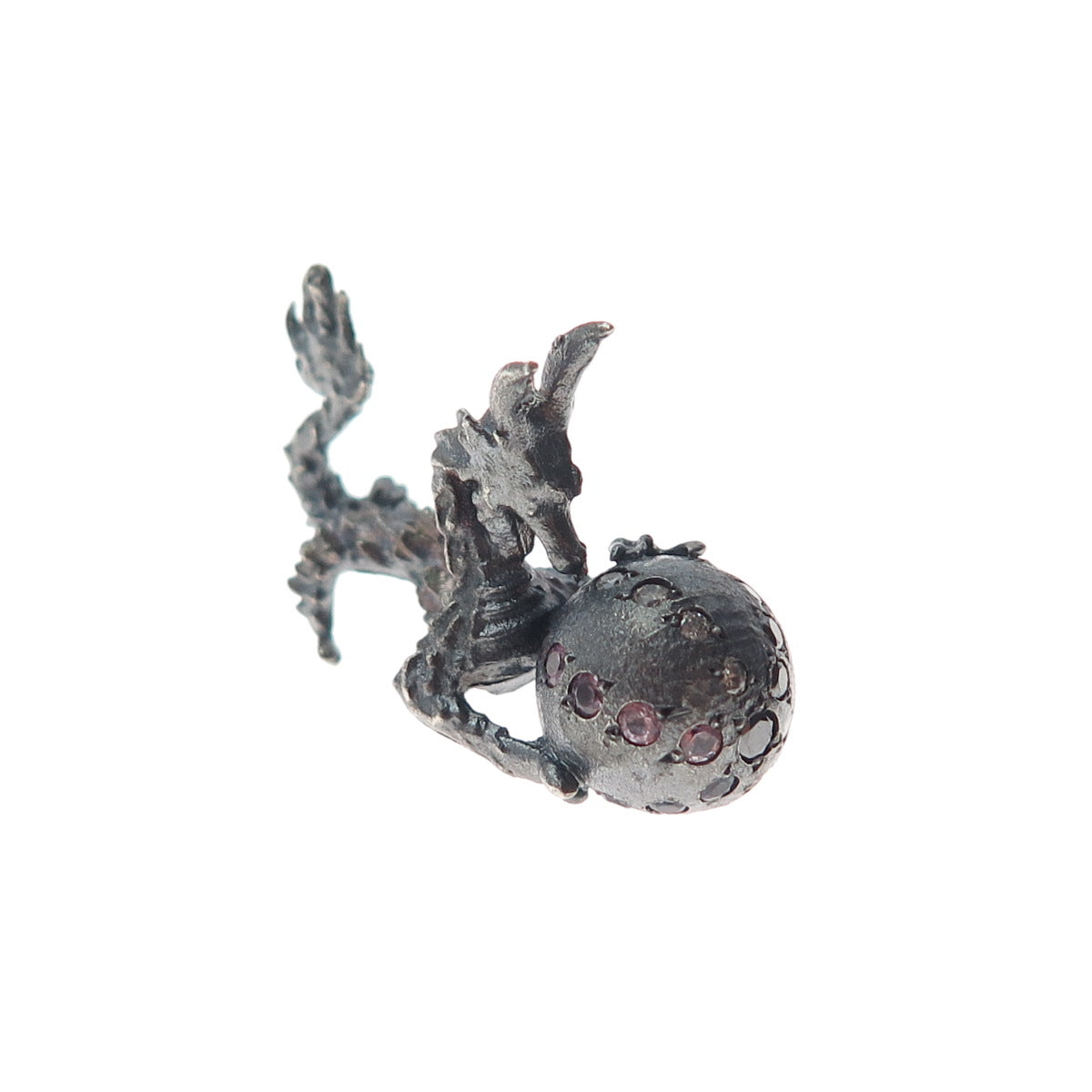 925 Sterling Black Rhodium Diamond Sapphire Chrome Diopside Dragon Miniature