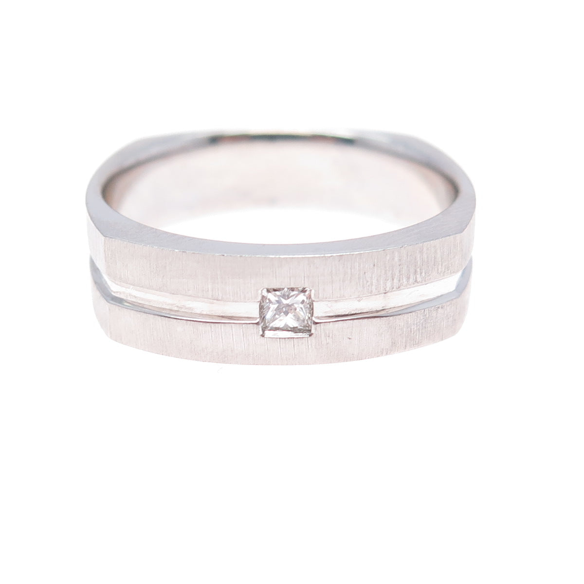 925 Sterling Silver Princess-Cut C Z Modernist Band Ring Size 11