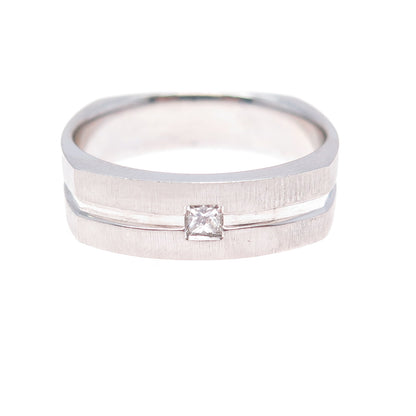 925 Sterling Silver Princess-Cut C Z Modernist Band Ring Size 11