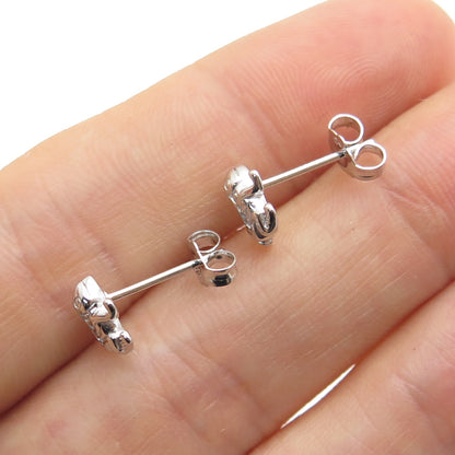 925 Sterling Silver Frog For Good Luck Stud Earrings