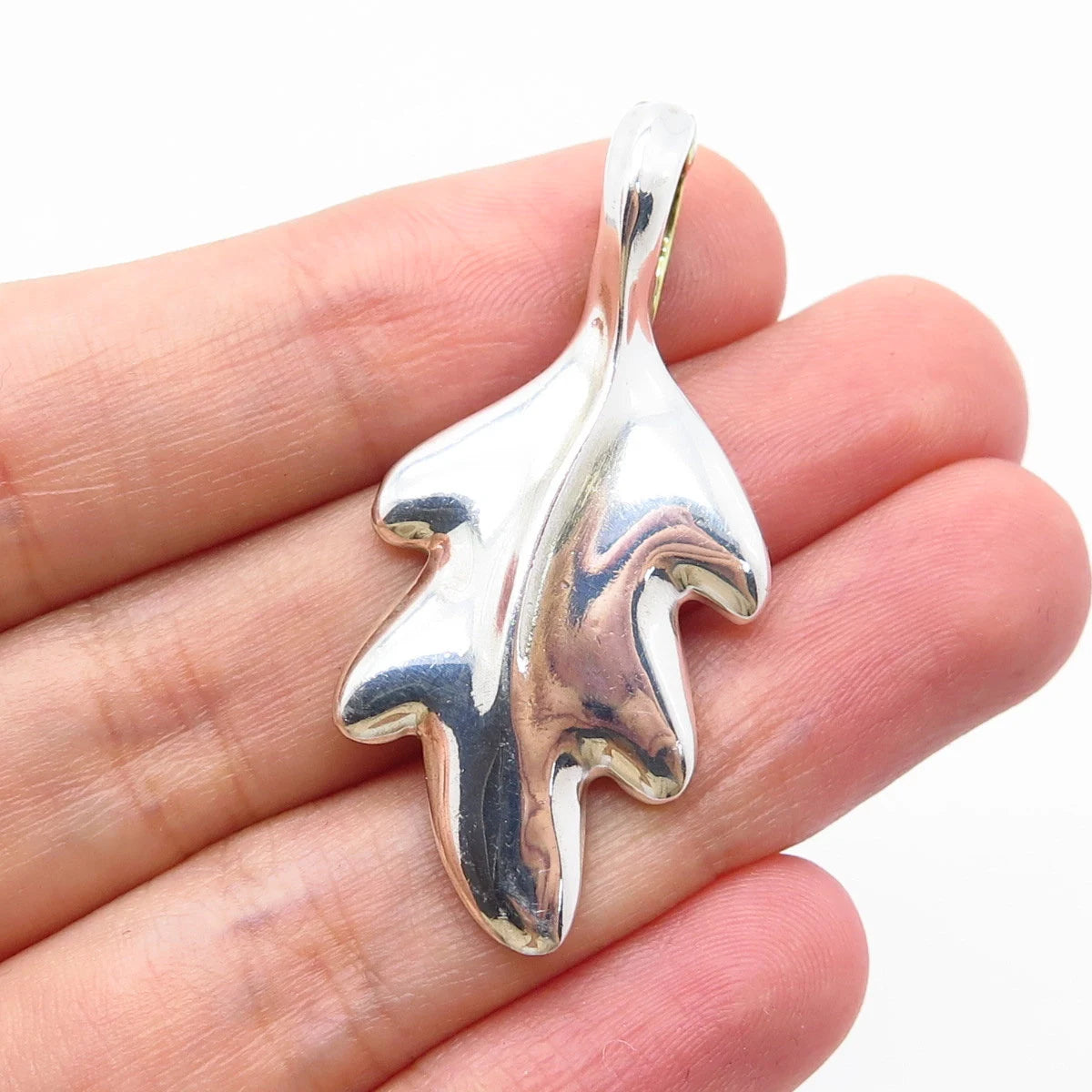 925 Sterling Silver 2-Tone Vintage Carole Leaf Pendant