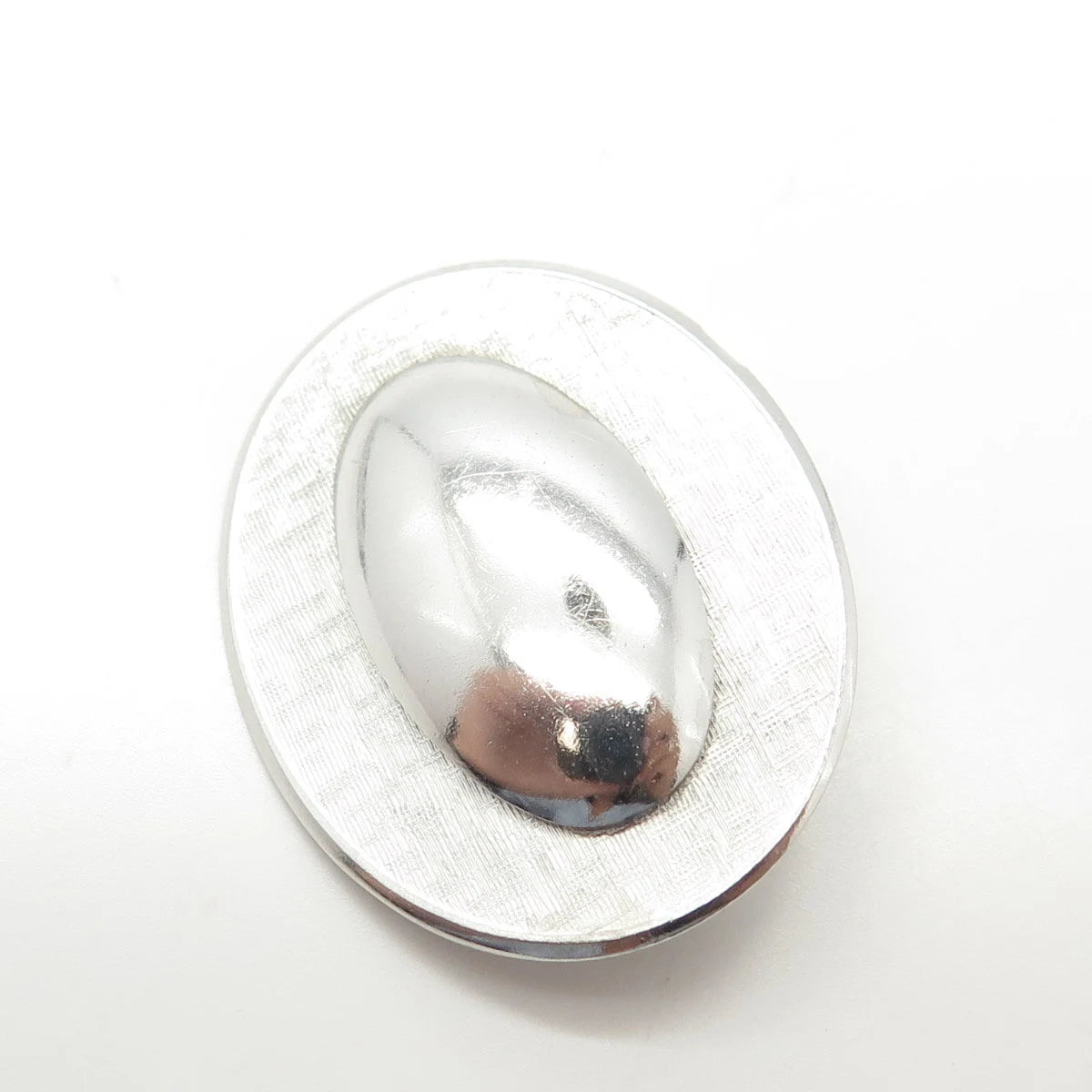 925 Sterling Silver Antique Art Deco BEAU Oval Textured Pin Brooch