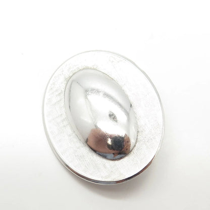 925 Sterling Silver Antique Art Deco BEAU Oval Textured Pin Brooch