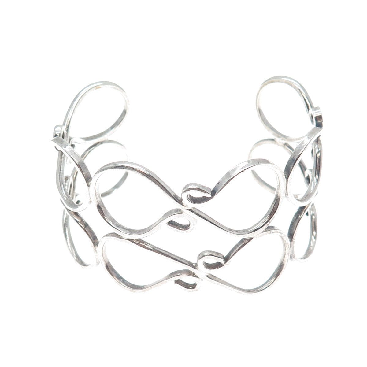 925 Sterling Silver Vintage Mexico Infinity Ornate Adjustable Cuff Bracelet 7"