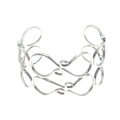 925 Sterling Silver Vintage Mexico Infinity Ornate Adjustable Cuff Bracelet 7"