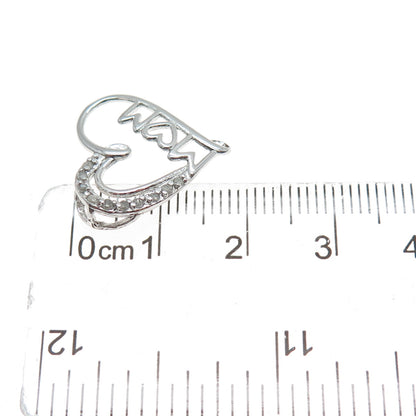 CHARLES WINSTON Sterling Silver Real Diamond Mom Heart Minimalist Slide Pendant