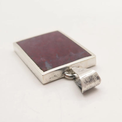 925 Sterling Silver Vintage Mexico Carsi Real Agate Gemstone Pendant