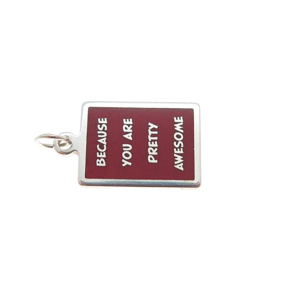 925 Sterling Red Enamel Because You Are Pretty Awesome Minimalist Charm Pendant