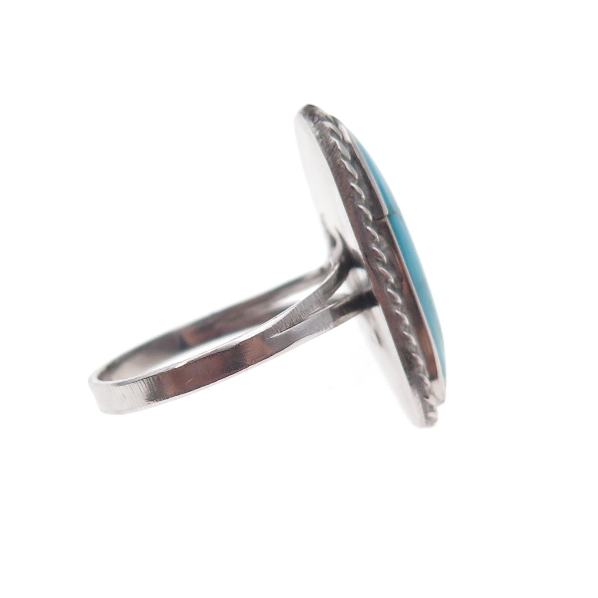 Old Pawn 925 Sterling Silver Vintage Southwestern Turquoise Tribal Ring Size 8.5