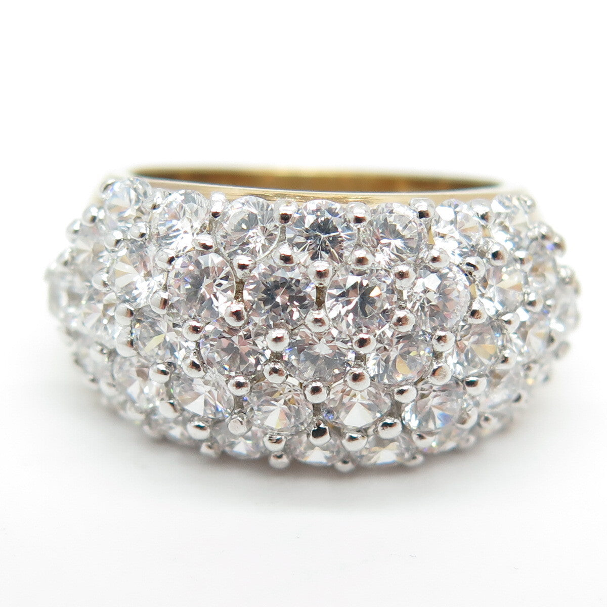 925 Sterling Silver Gold Plated Round-Cut C Z Ring Size 6.5