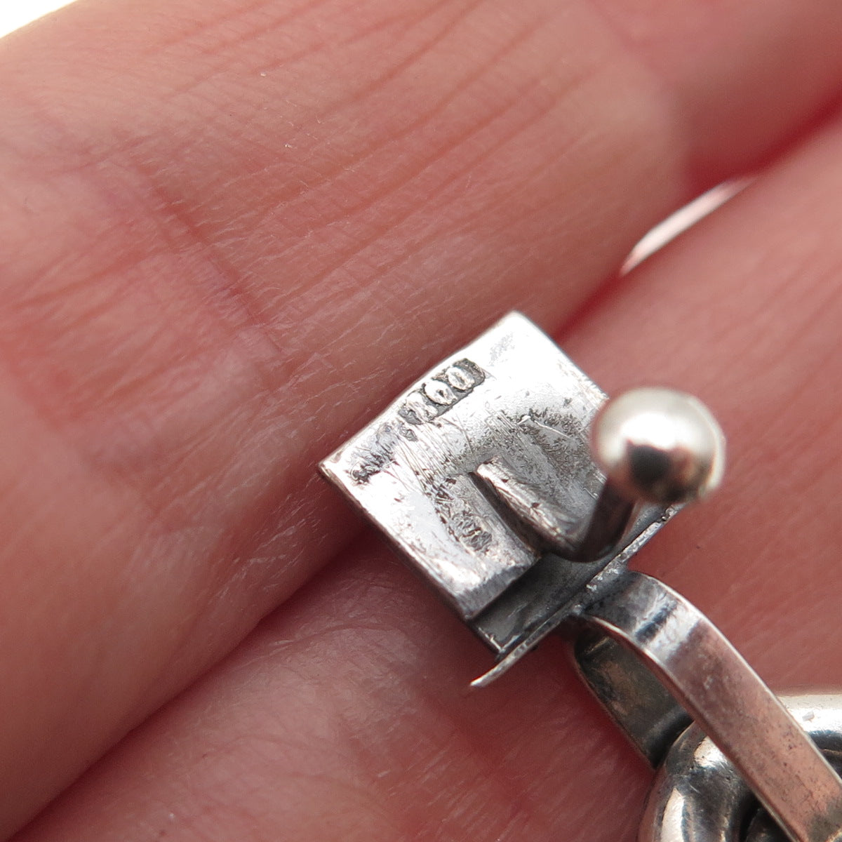 800 Silver Antique Art Deco Italian Etruscan Revival Charm Bracelet 7.25"