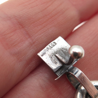 800 Silver Antique Art Deco Italian Etruscan Revival Charm Bracelet 7.25"