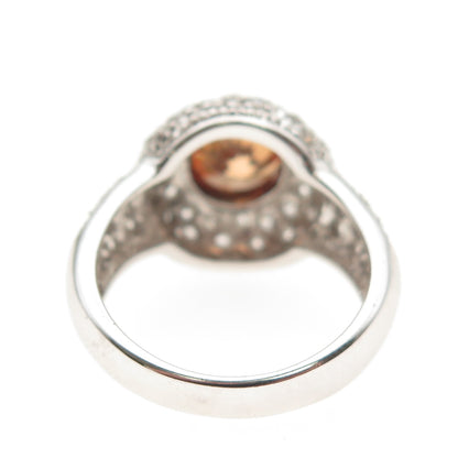 925 Sterling Silver Round-Cut Imperial & White C Z Ring Size 7