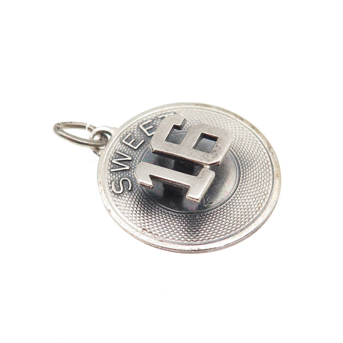 Beau 925 Sterling Silver Vintage Sweet 16 Oxidized Charm Pendant