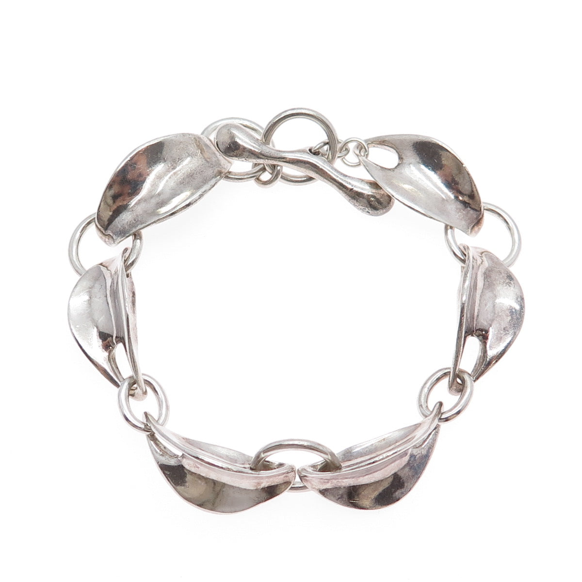 ROBERT LEE MORRIS 925 Sterling Silver Vintage Modernist Oxidized Bracelet 8"