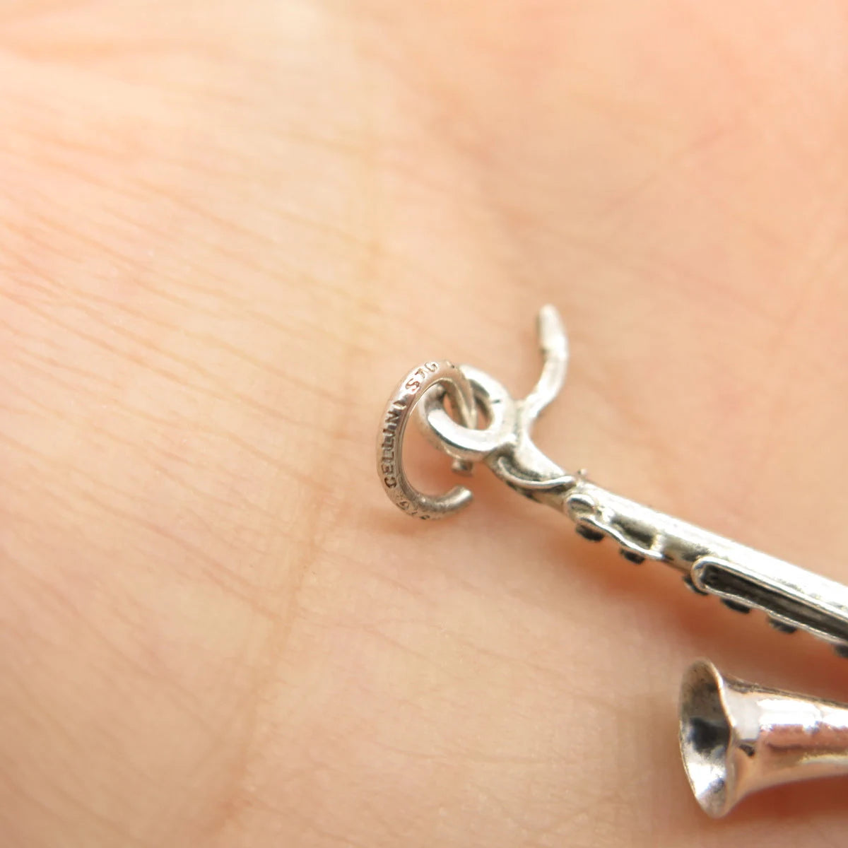 925 Sterling Silver Vintage Cellini Saxophone Music Pendant