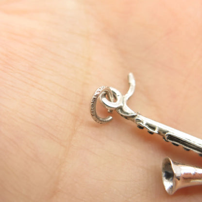 925 Sterling Silver Vintage Cellini Saxophone Music Pendant