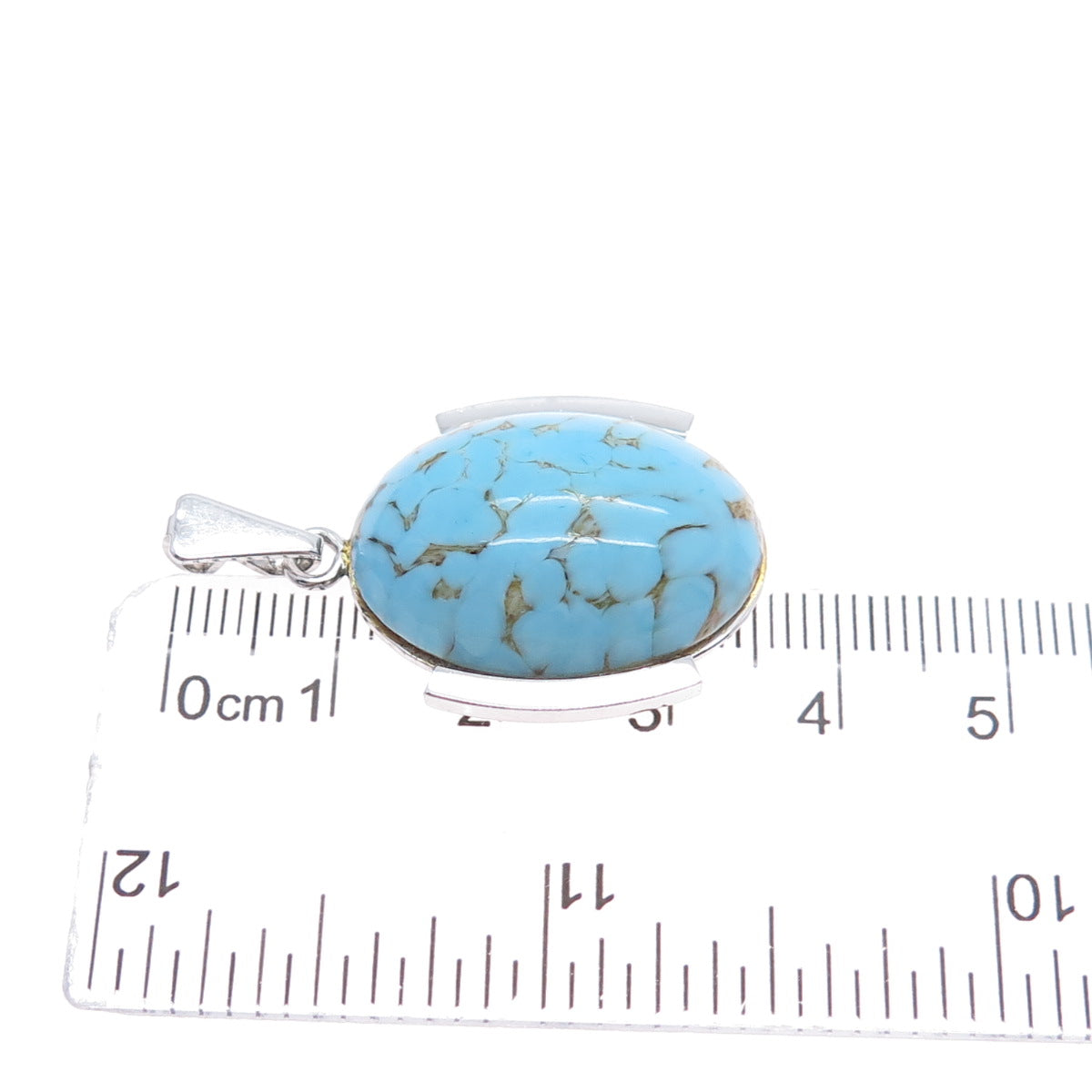 DANECRAFT 925 Sterling Silver Vintage Faux Turquoise Modernist Charm Pendant