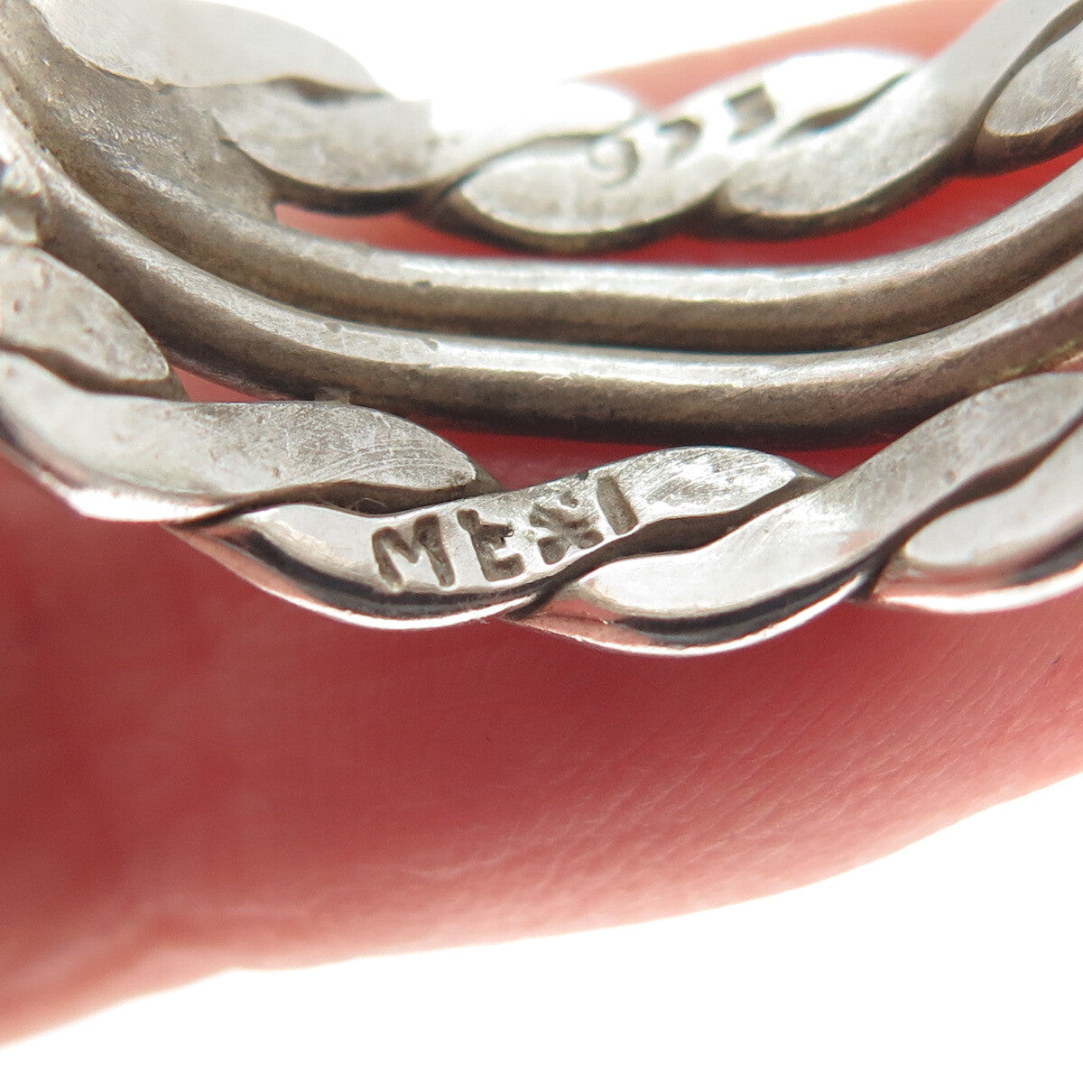 925 Sterling Silver Vintage Mexico Twisted Rope Multi-Row Band Ring Size 11.25