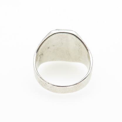 925 Sterling Silver Vintage Real Black Onyx Eagle Bird Oxidized Ring Size 9.75