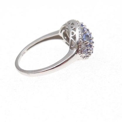 Chuck Clemency 925 Sterling Silver Real Diamond & Tanzanite Ring Size 8.25