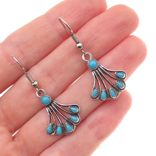 Old Pawn 925 Sterling Silver Vintage Southwestern Turquoise Wing Dangle Earrings