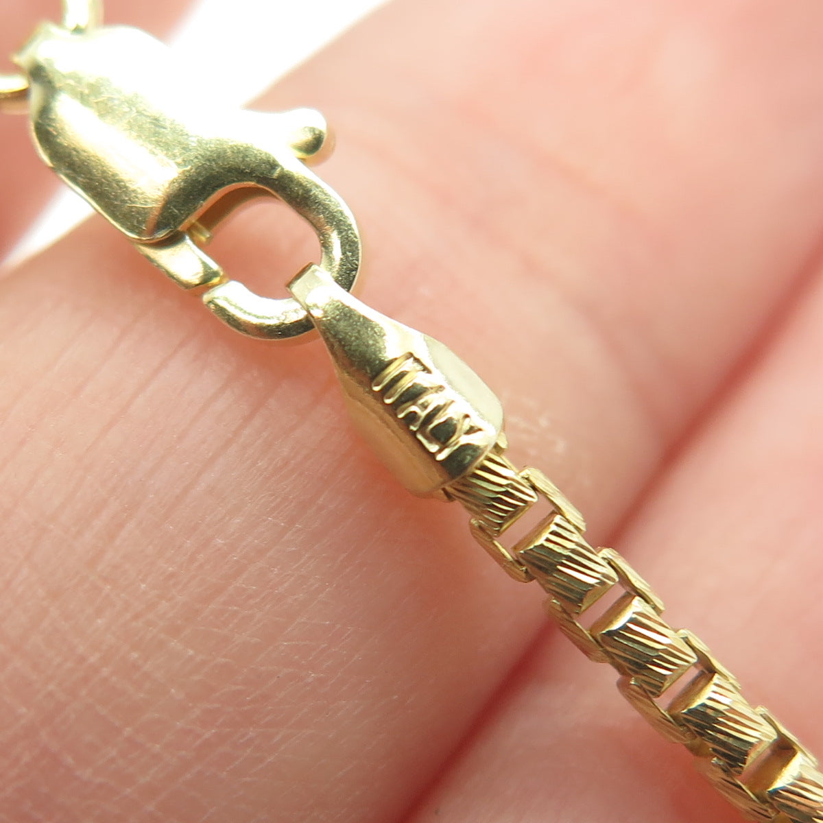 925 Sterling Silver Gold Plated Italy Box Chain Necklace 18"