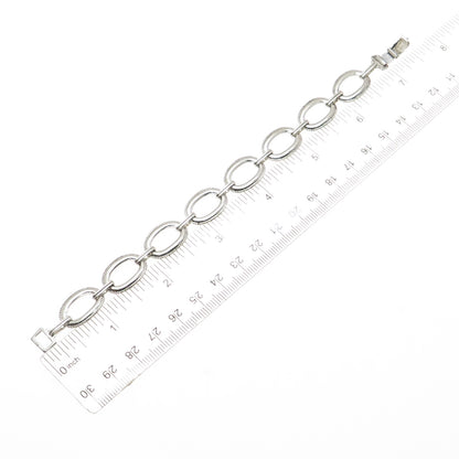 W. E. RICHARDS 925 Sterling Silver Antique Art Deco Oval Link Bracelet 6.25"