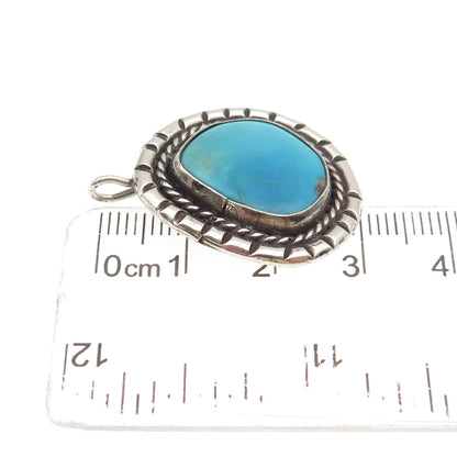 Old Pawn 925 Sterling Silver Vintage Southwestern Turquoise Tribal Charm Pendant