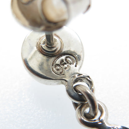 950 Silver Vintage Modernist Floral Dangle Earrings