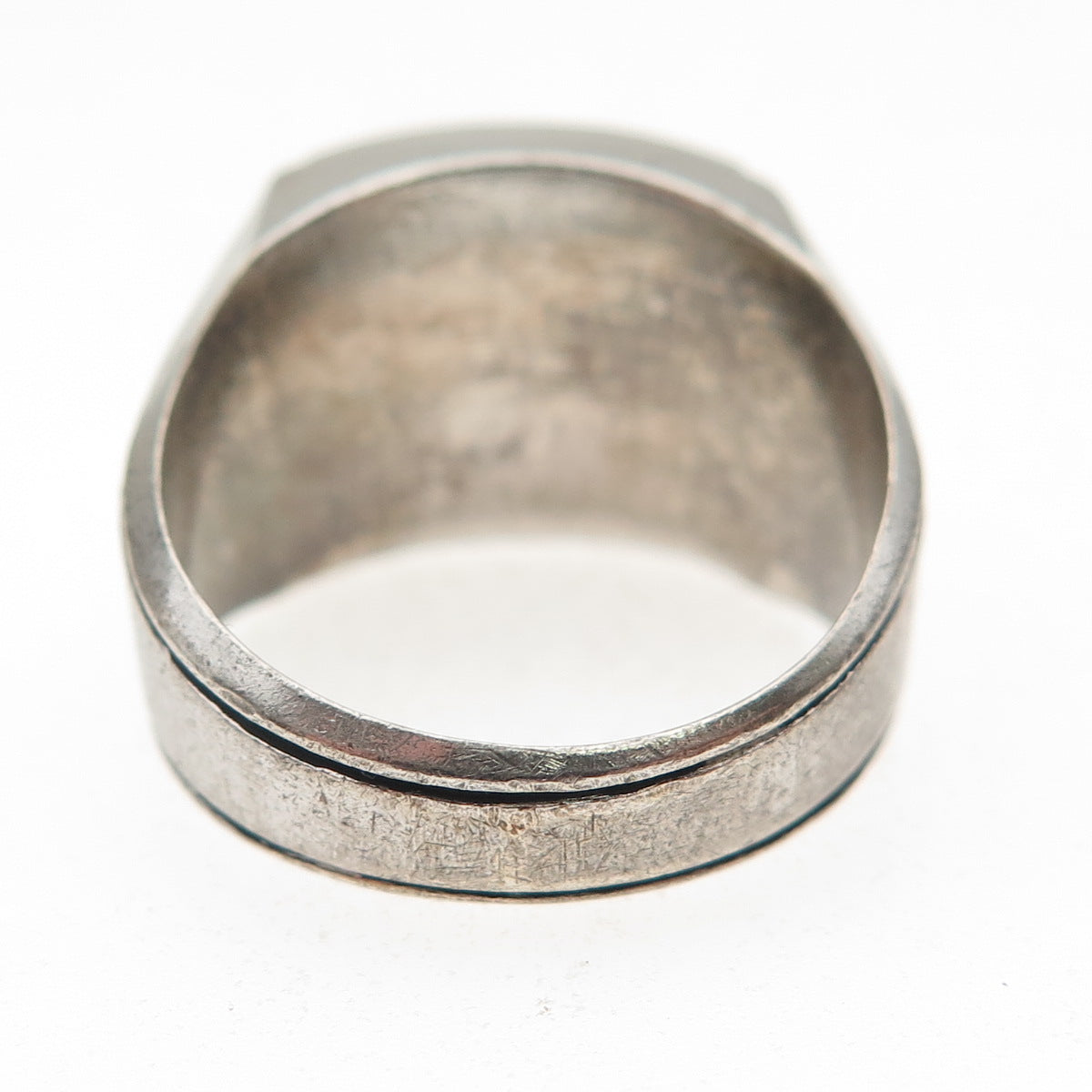 925 Sterling Silver Vintage Real Black Onyx 3M 20 Years Oxidized Ring Size 8.5