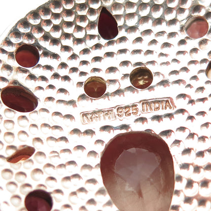 NATHI Sterling Silver Vintage Real Topaz Amethyst Peridot Quartz Garnet Pendant