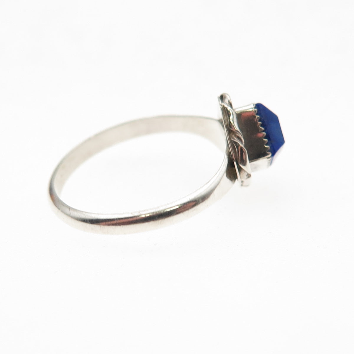 Old Pawn 925 Sterling Silver Vintage Southwestern Lapis Tribal Ring Size 6