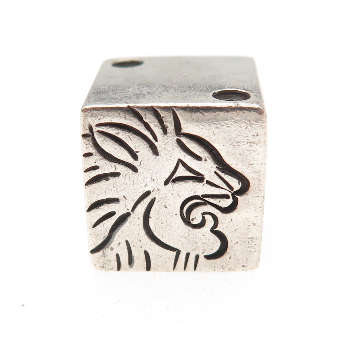 925 Sterling Silver Vintage Mexico Lion Oxidized Dice Paperweight