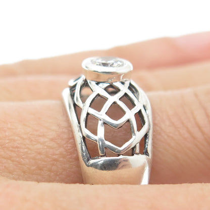 925 Sterling Silver Vintage Round-Cut C Z Woven Ring Size 8.25