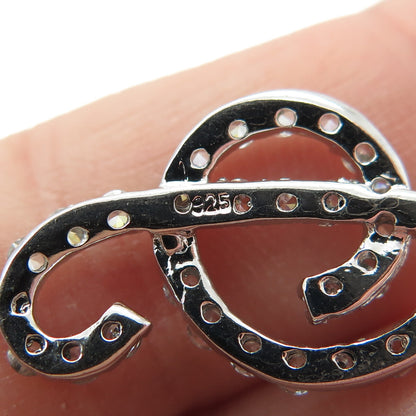 925 Sterling Silver Italy Round-Cut C Z Treble Clef Cable Chain Necklace 16"
