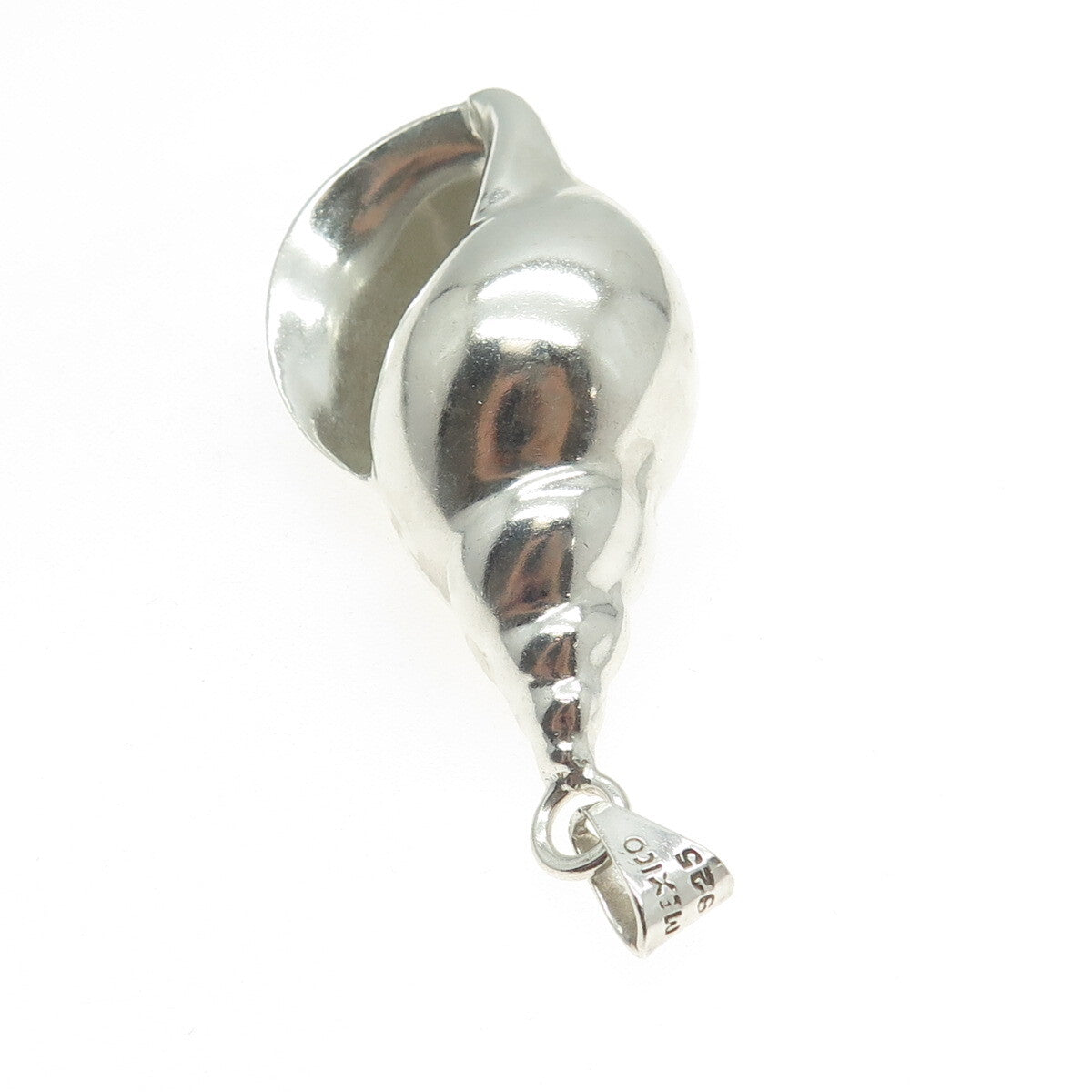 925 Sterling Silver Vintage Mexico Seashell Large Pendant