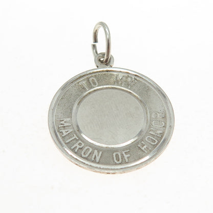 JAYPOSO 925 Sterling Silver Vintage "To My Matron of Honor" Charm Pendant