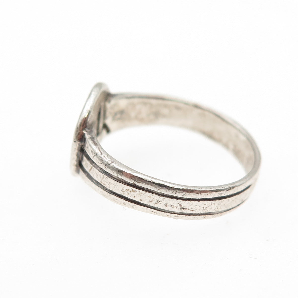 925 Sterling Silver Vintage Heartbeat Oxidized Ring Size 6.25