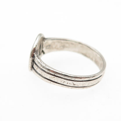 925 Sterling Silver Vintage Heartbeat Oxidized Ring Size 6.25