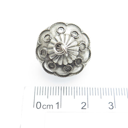 800 Silver Antique Art Deco Filigree Spinning Top Charm Pendant