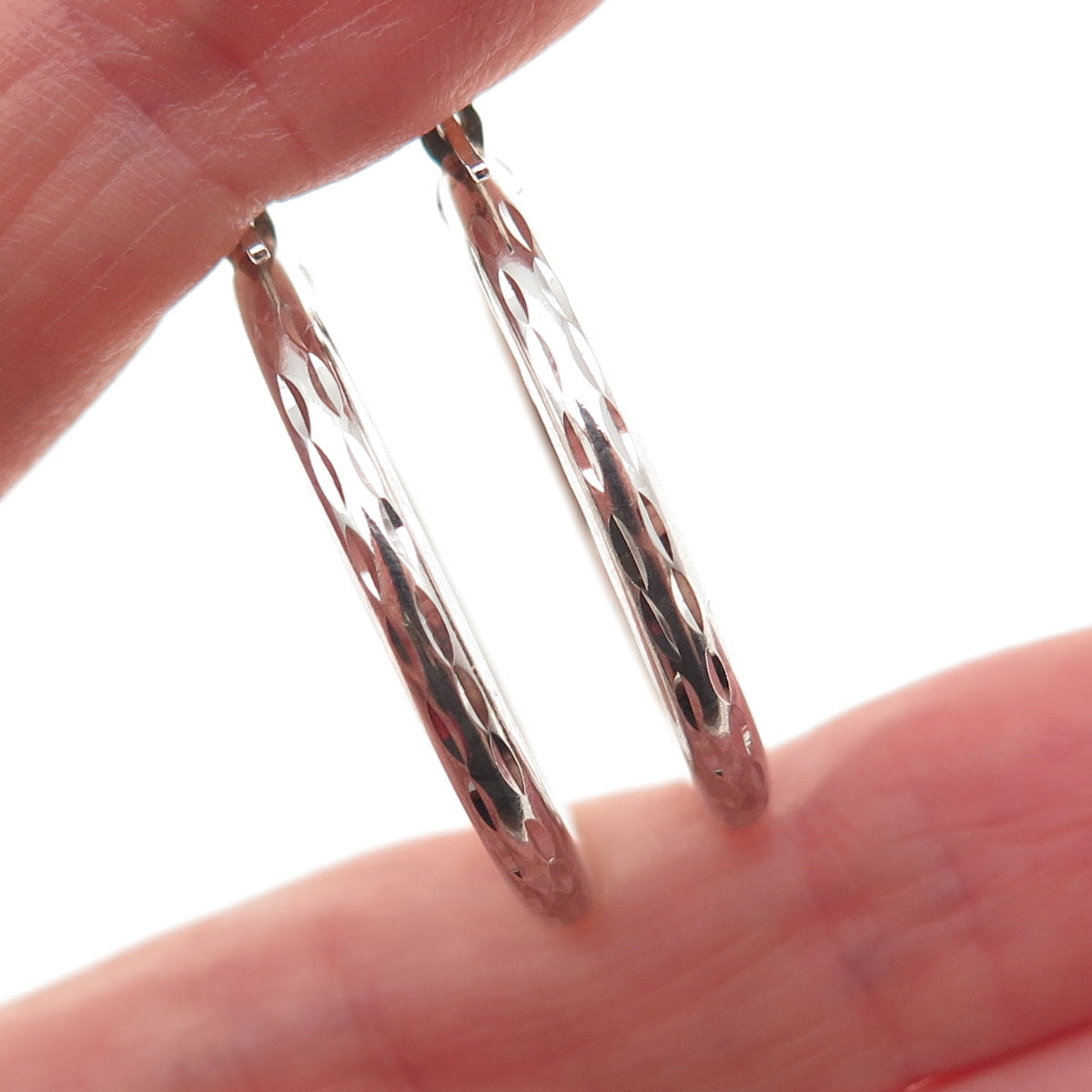925 Sterling Silver Marquise-Cut Hoop Earrings