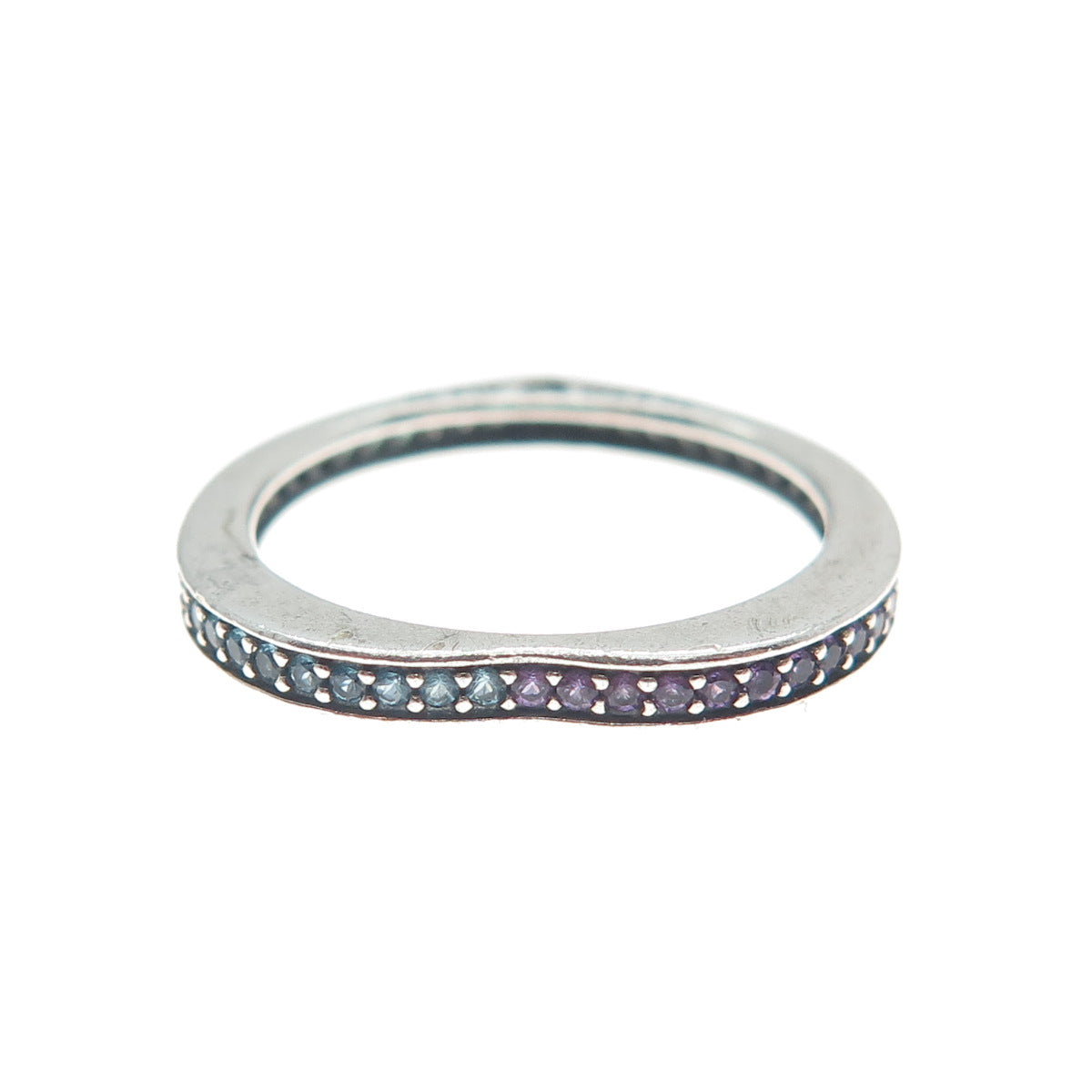 PANDORA 925 Sterling Silver Multi-Color Gem Heart Pendant / Ring Size 4.5