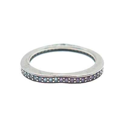 PANDORA 925 Sterling Silver Multi-Color Gem Heart Pendant / Ring Size 4.5