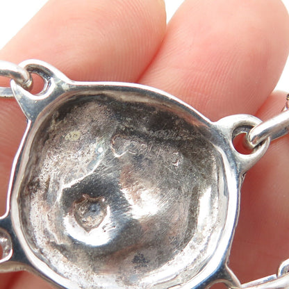 925 Sterling Silver Vintage Modernist Panel Link Bracelet 6.75"