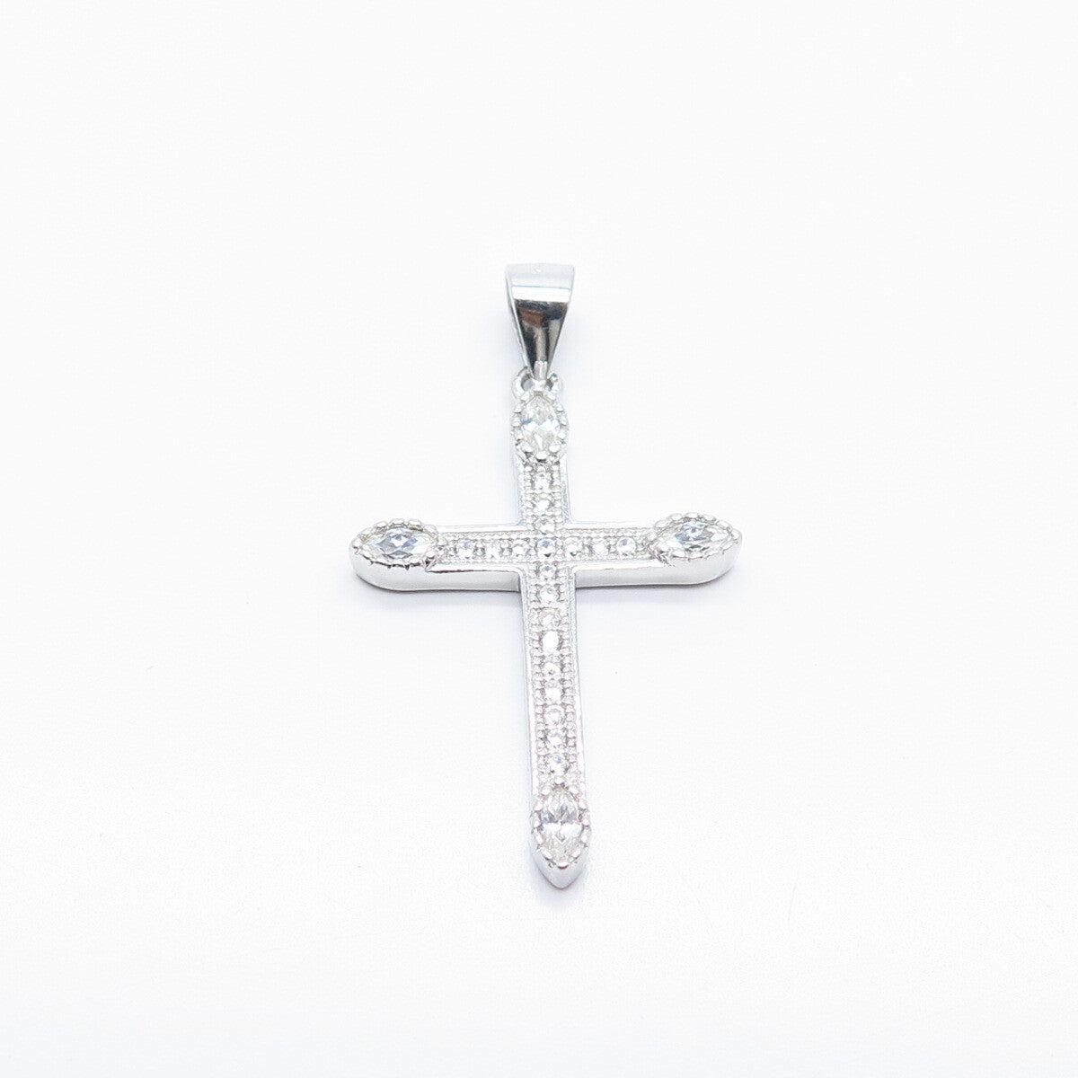 925 Sterling Silver C Z Cross Pendant