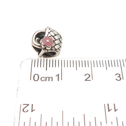 CHAMILIA 925 Sterling Silver Pink Enamel Beach Basket Slide Bead Charm
