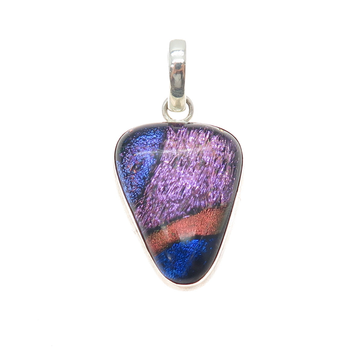 MD DESIGN 925 Sterling Silver Vintage Dichroic Glass Modernist Charm Pendant