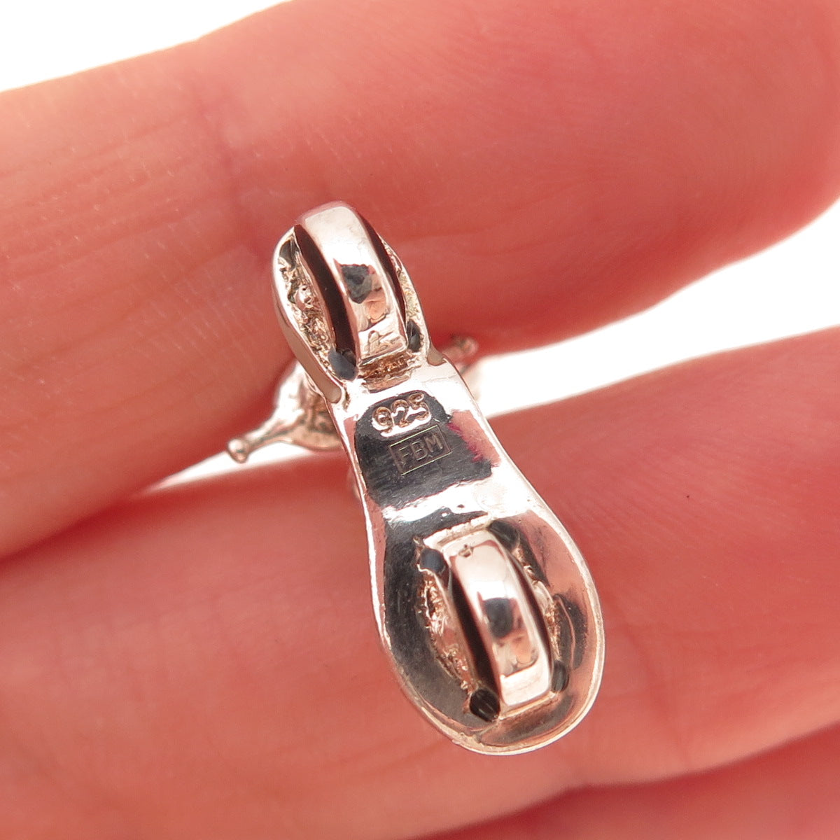 925 Sterling Silver Vintage Enamel Scooter Lobster Lock 3D Charm Pendant